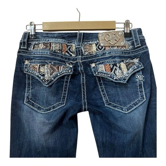 Miss Me Signature Skinny Jeans Size 29 Flap Pocket Embellished Embroidered Denim - Picture 4 of 6